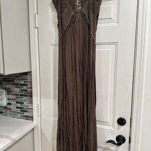 Free People San Jose Maxi Dress Crochet Lace Beige Olive Boho